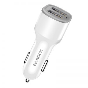 White 2.4A Smart Dual USB Car Charger Vehicle Charger Auto Charger