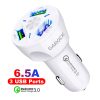 Quick charge 3 USB ports led lamp Car Charger