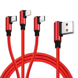 High Quality USB Type-C Game 90 Degrees Right Angle 3 in 1 Fast Charging Cable