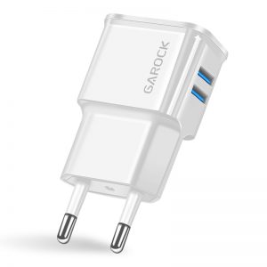 Lateral Dual USB Ports Mobile Power Adapter Travel Wall Charger