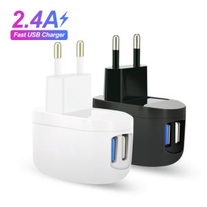 Dual USB Port Mobile Power Adapter Travel Wall Charger