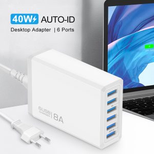 40W 8A 6-Port Desktop USB Charging Station