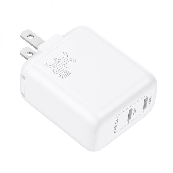 36W GaN Wall Charger 2 USB C PD Charger